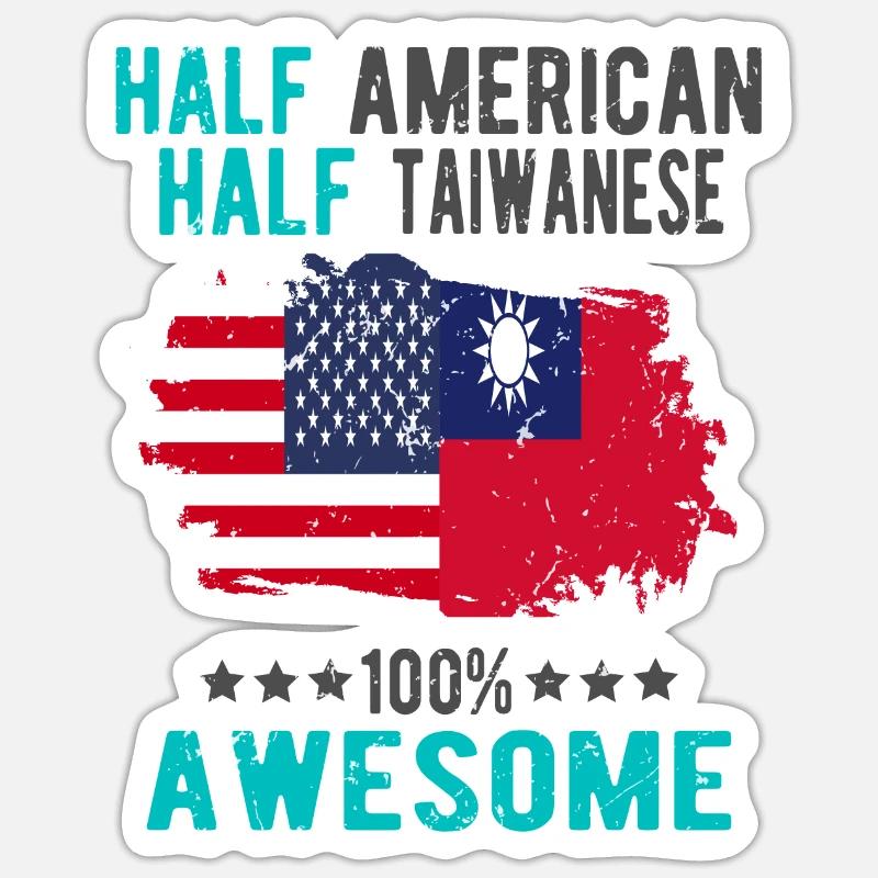 Half American Half Taiwanese - Sticker size S (10 x 10 cm) - white matte