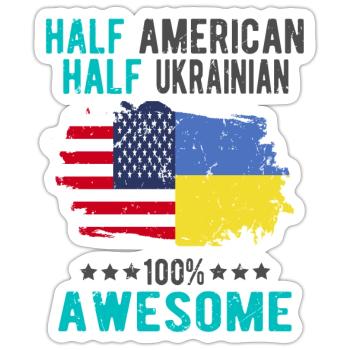 Halb Amerikaner Halb Ukrainer - Sticker Größe S (10 x 10 cm) - Mattweiß - Vorne