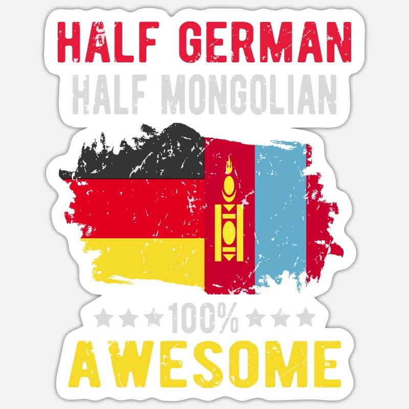 Half German half Mongolian - Sticker size S (10 x 10 cm) - white matte