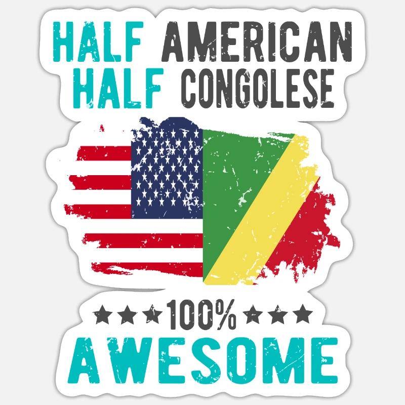 Half American, half Congolese - Sticker size S (10 x 10 cm) - white matte
