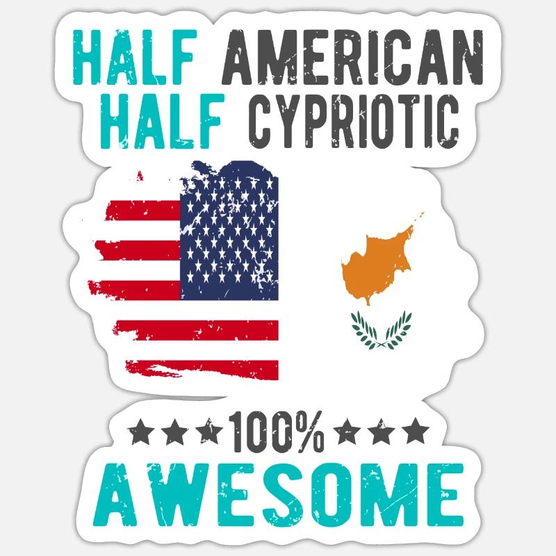 Half American, half Cypriot - Sticker size S (10 x 10 cm) - white matte