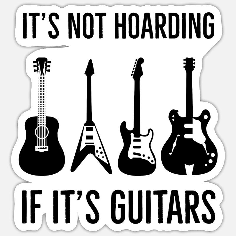 Funny guitar - Sticker taille S (10 x 10 cm) - blanc mat
