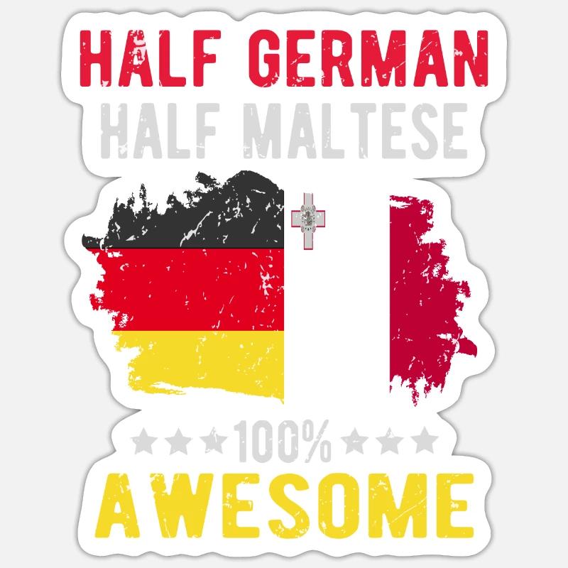 Half German half Mateser - Sticker size S (10 x 10 cm) - white matte