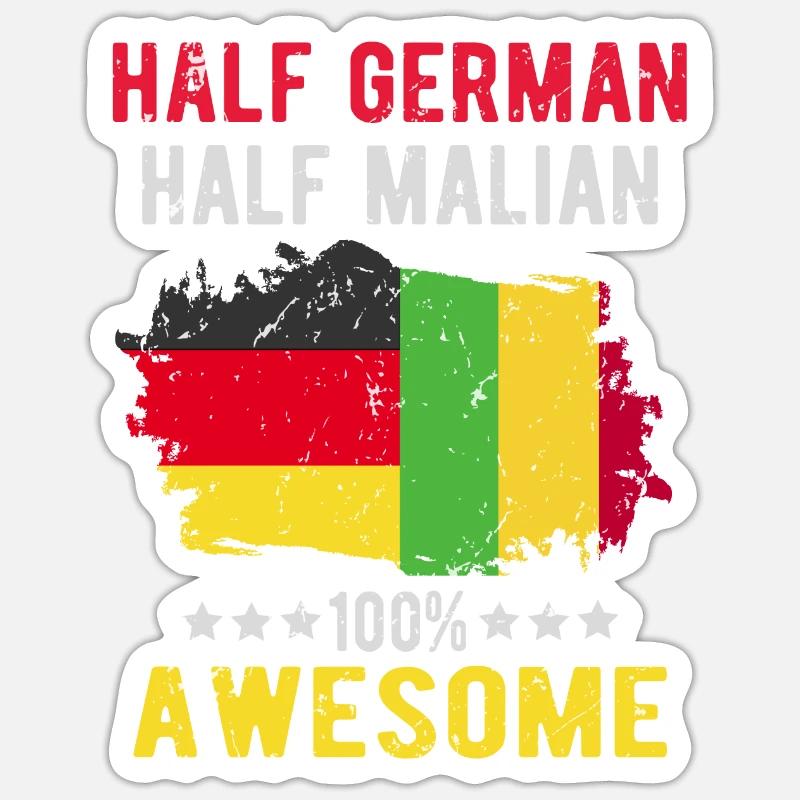 Halb Deutsch Halb Malier - Sticker Größe S (10 x 10 cm) - Mattweiß