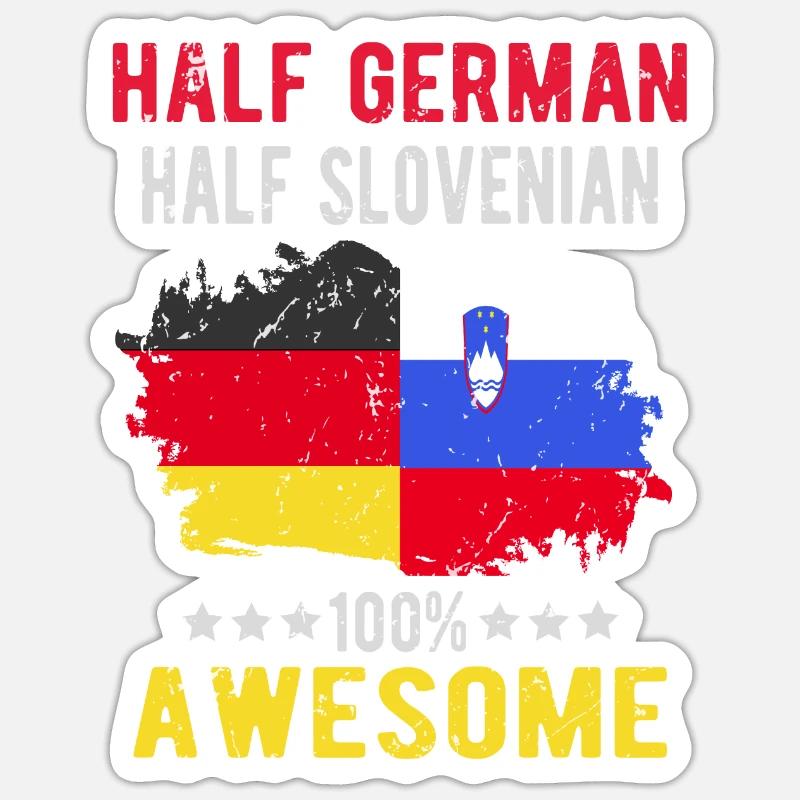Half German half Slovenian - Sticker size S (10 x 10 cm) - white matte