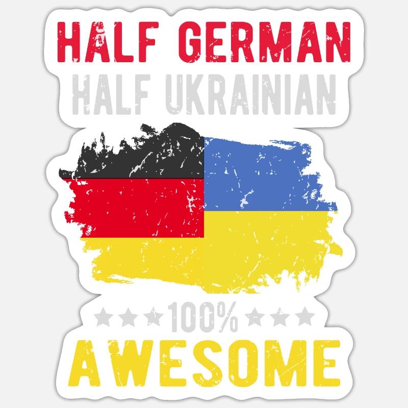 Half German half Ukrainian - Sticker size S (10 x 10 cm) - white matte