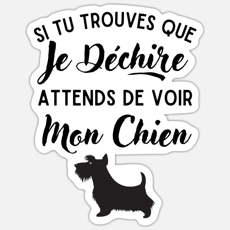 Mon Chien déchire 2 - Sticker taille S (10 x 10 cm) - blanc mat