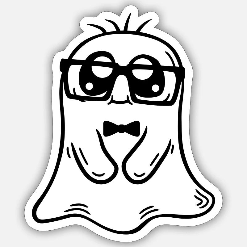 Friendly Nerd Ghost Comic Sticker size S (10 x 10 cm)