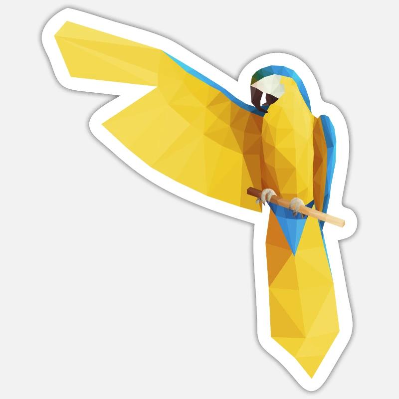 Bleu Ara Low Poly Sticker taille S (10 x 10 cm)