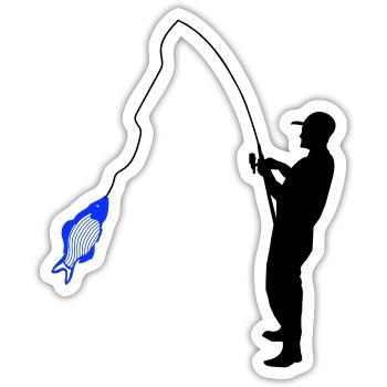 Angler - Sticker Größe S (10 x 10 cm) - Mattweiß - Vorne