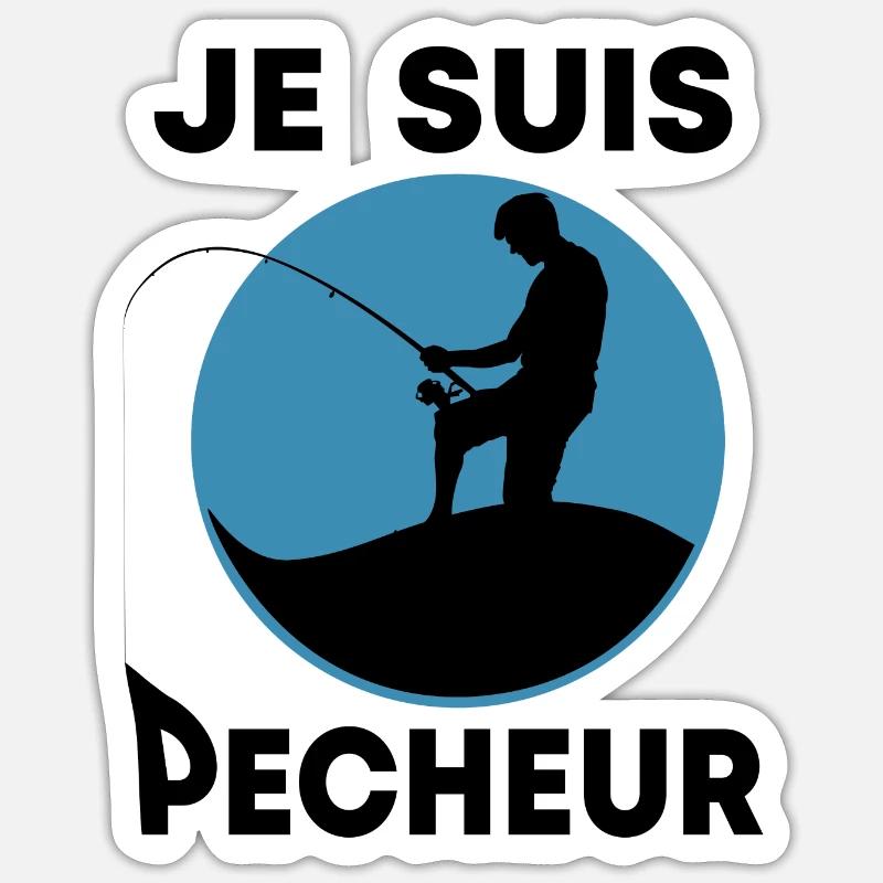 Je suis pêcheur - Sticker taille S (10 x 10 cm) - blanc mat