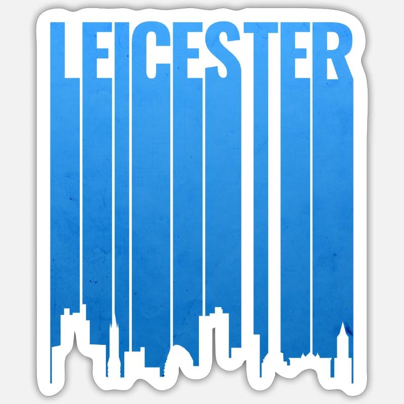 Leicester Skyline Blue Gradient - Sticker size S (10 x 10 cm) - white matte