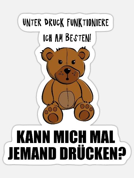 Teddy - Kann mich mal jemand drücken? - fun4m3 - Sticker Größe S (10 x 10 cm) - Mattweiß
