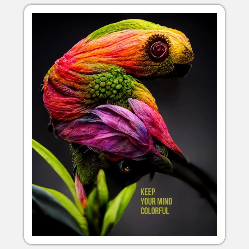 Colorful parrot for all sharp minds Sticker size S (10 x 10 cm)