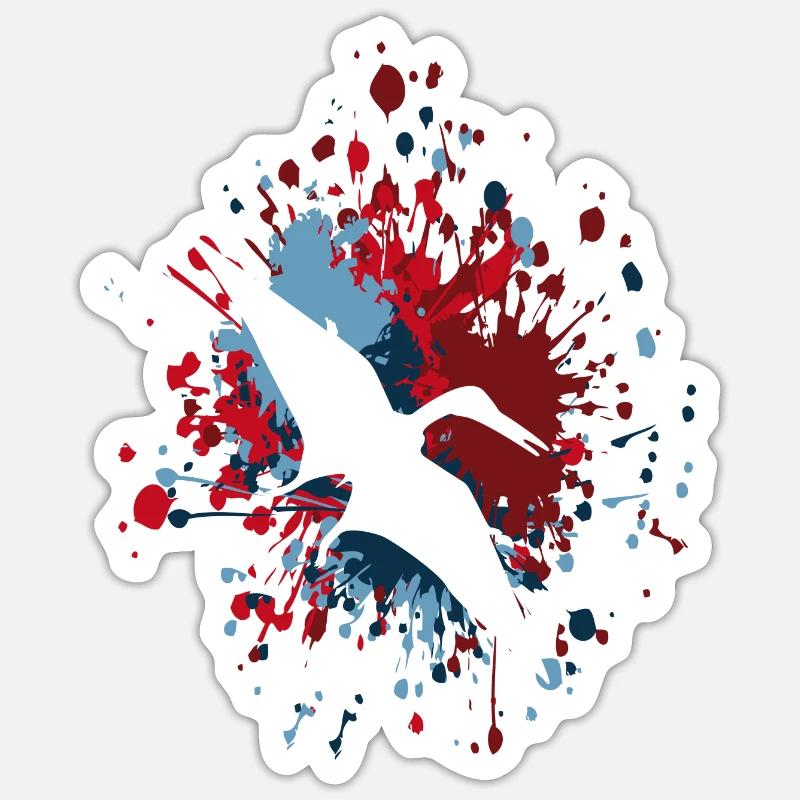 Pterodactyls Color Splash - Sticker Größe S (10 x 10 cm) - Mattweiß