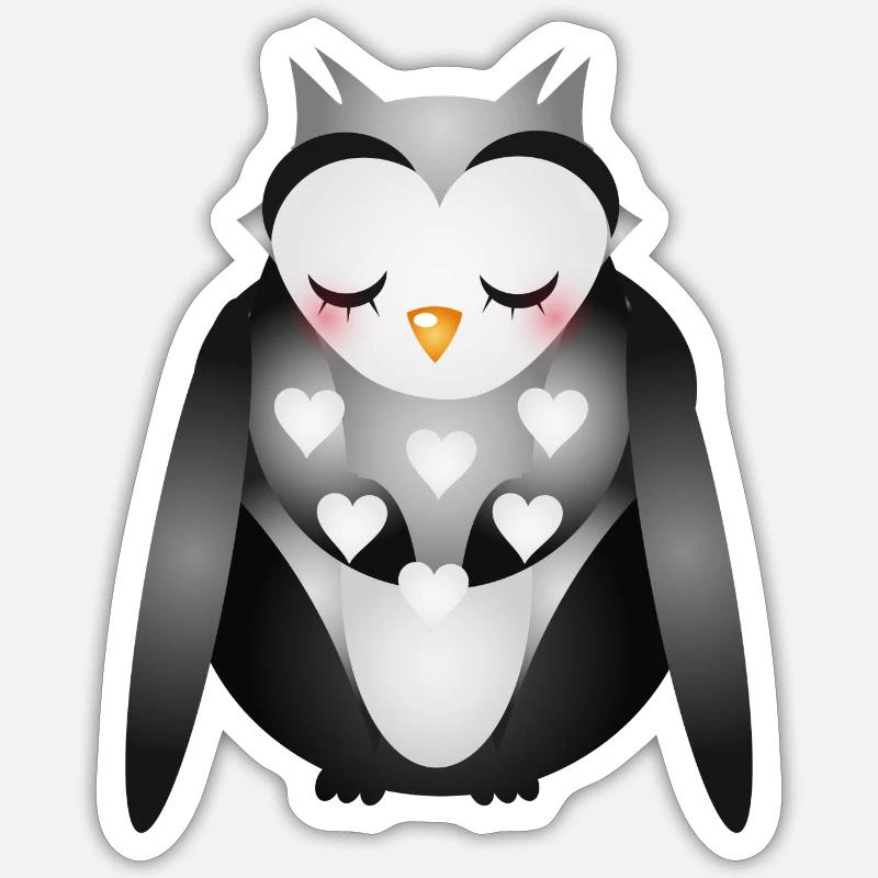 niedliche verträumte Eule Sticker Größe S (10 x 10 cm)