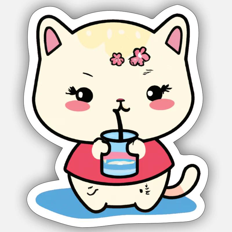 Chat mignon Sticker taille S (10 x 10 cm)