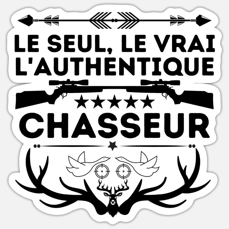 L'authentique chasseur - Sticker taille S (10 x 10 cm) - blanc mat