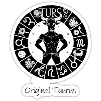Sternzeichen Stier 001 schwarz - Sticker Größe S (10 x 10 cm) - Mattweiß - Vorne