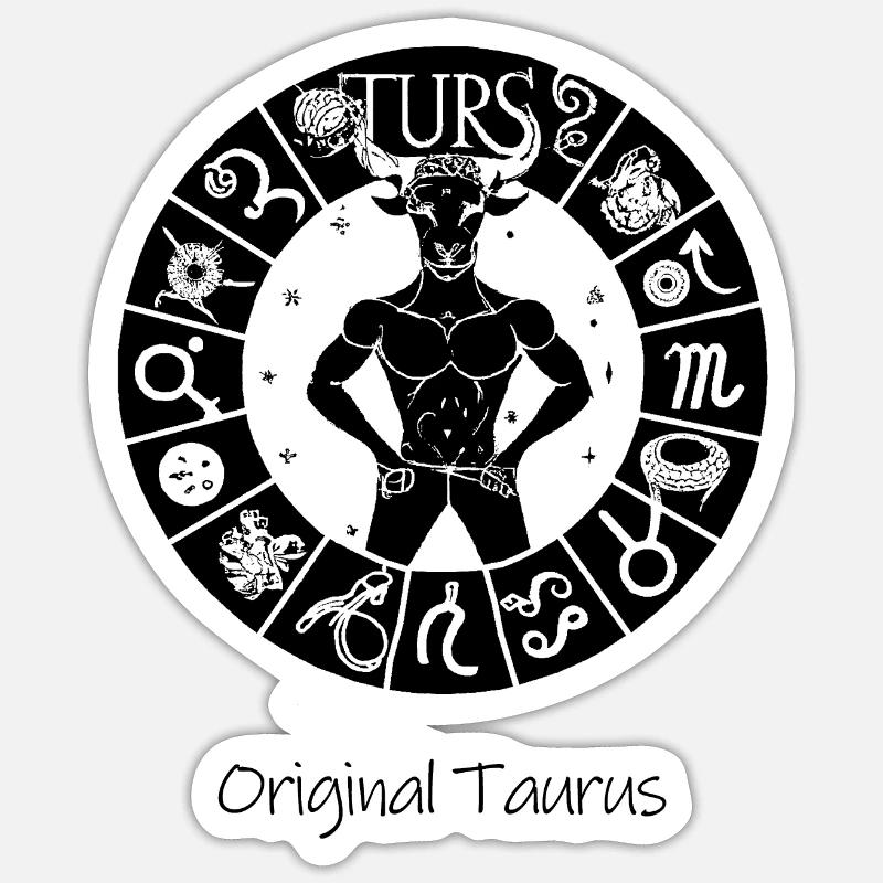 Sternzeichen Stier 001 schwarz - Sticker Größe S (10 x 10 cm) - Mattweiß