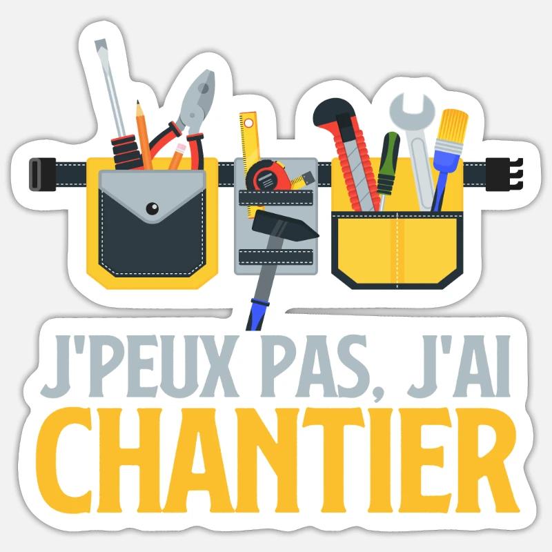 Chantier Worker Bricolage - Sticker taille S (10 x 10 cm) - blanc mat