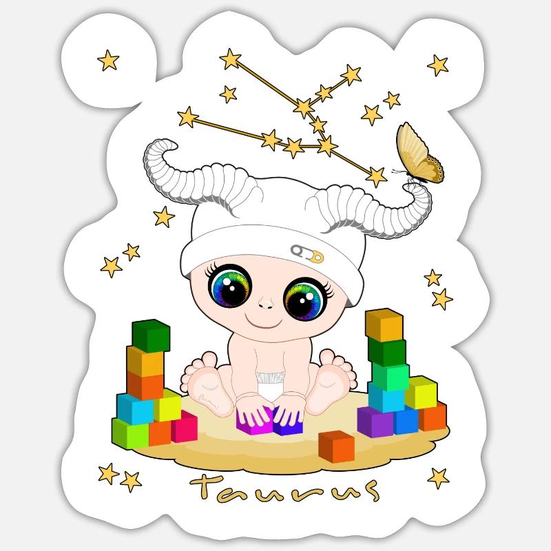 sternzeichen_taurus - Sticker Größe S (10 x 10 cm) - Mattweiß