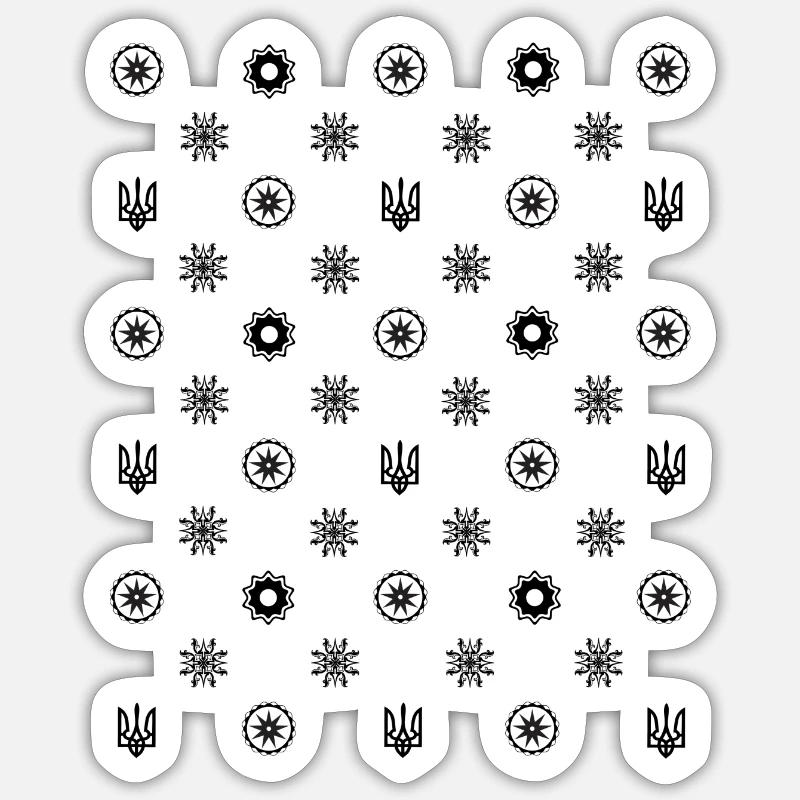Ukraine Trysub_Repeated Symbols Pattern - Sticker Größe S (10 x 10 cm) - Mattweiß
