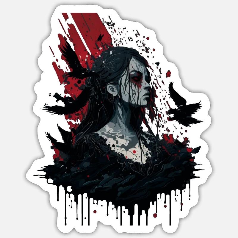 Dunkles Mädchen II Sticker Größe S (10 x 10 cm)