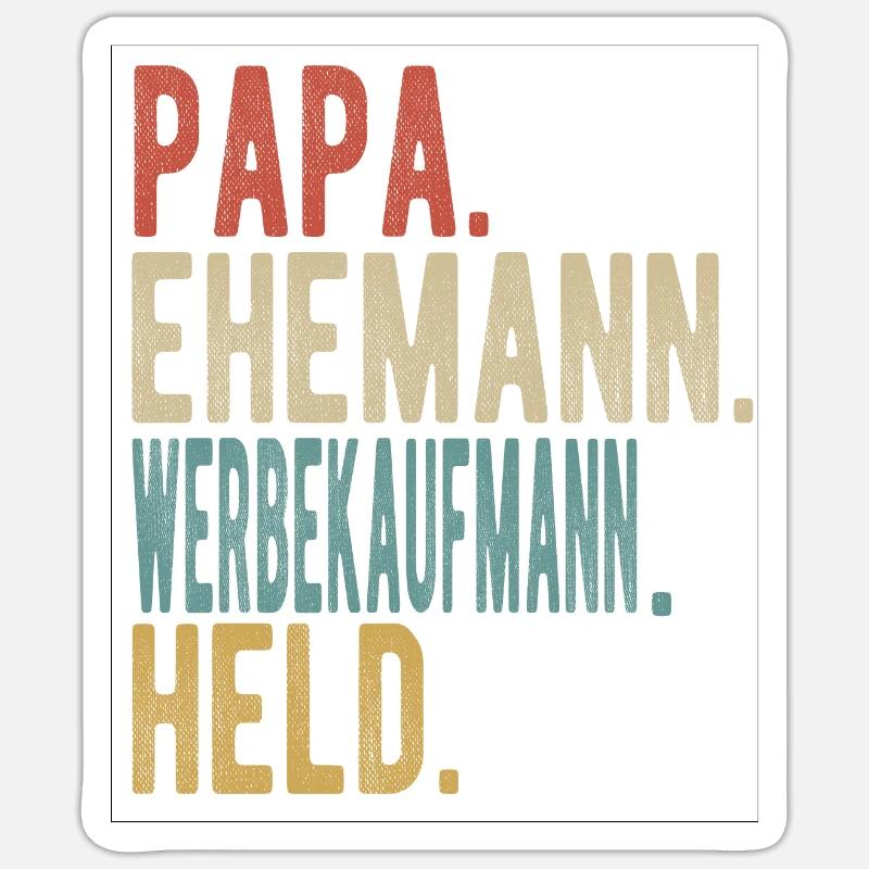 Werbekaufmann Papa Ehemann Held - Sticker Größe S (10 x 10 cm) - Mattweiß