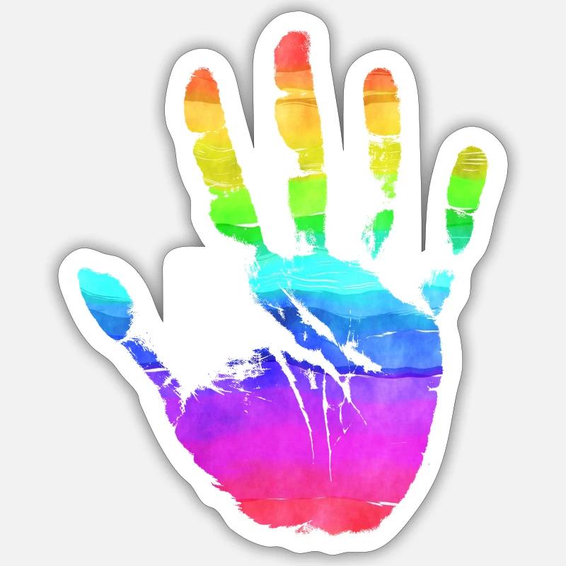 Hand Regenbogen Sticker Größe S (10 x 10 cm)