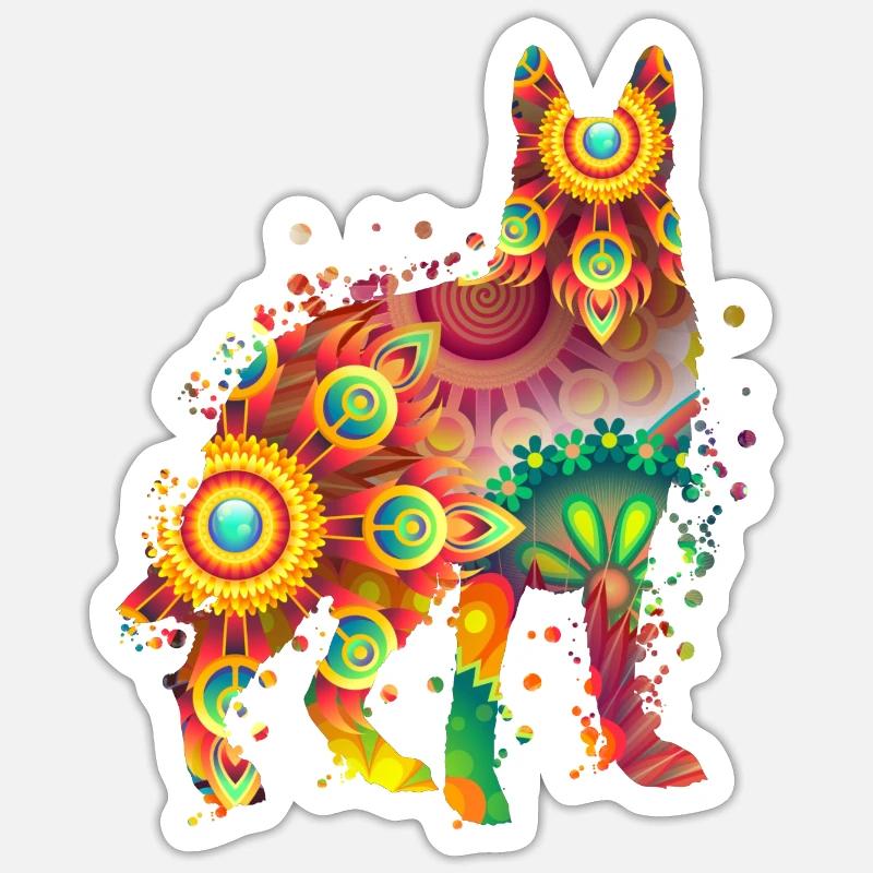 German Sheperd Deutscher Schäferhund Hundedesign - Sticker Größe S (10 x 10 cm) - Mattweiß