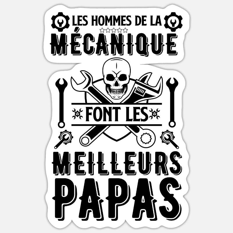 Papa mécanicien 1 - Sticker taille S (10 x 10 cm) - blanc mat
