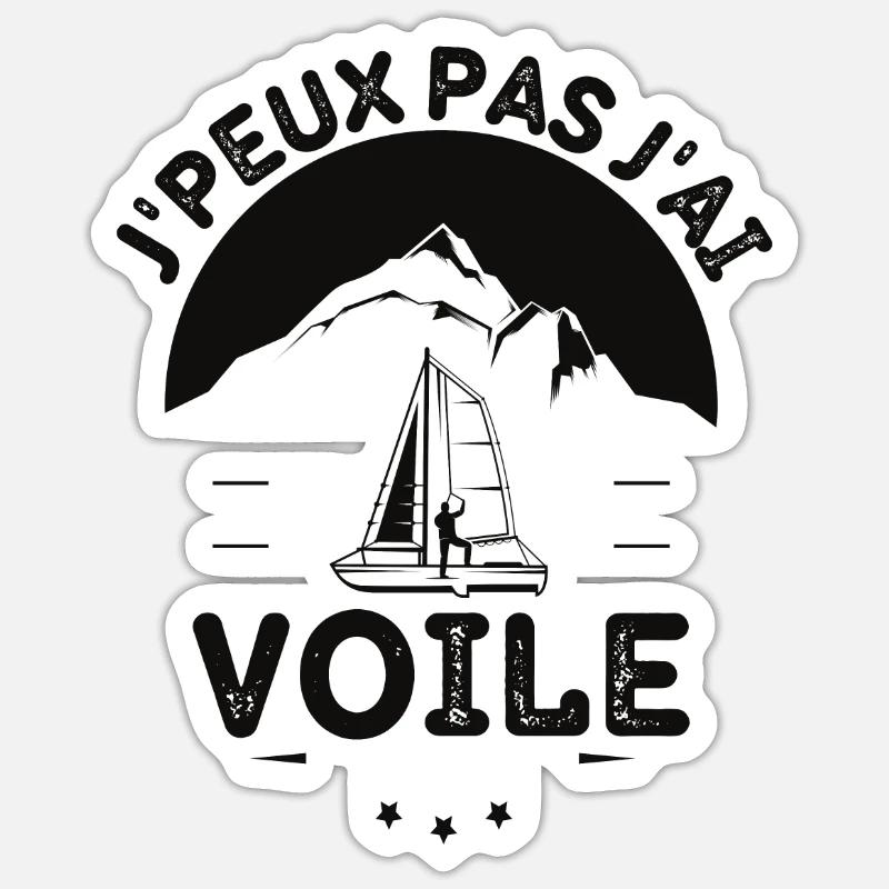Bateau à voile - Sticker taille S (10 x 10 cm) - blanc mat