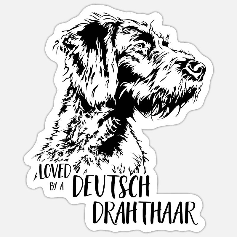 Loved by a Deutsch Drahthaar Hunde Wilsigns - Sticker Größe S (10 x 10 cm) - Mattweiß