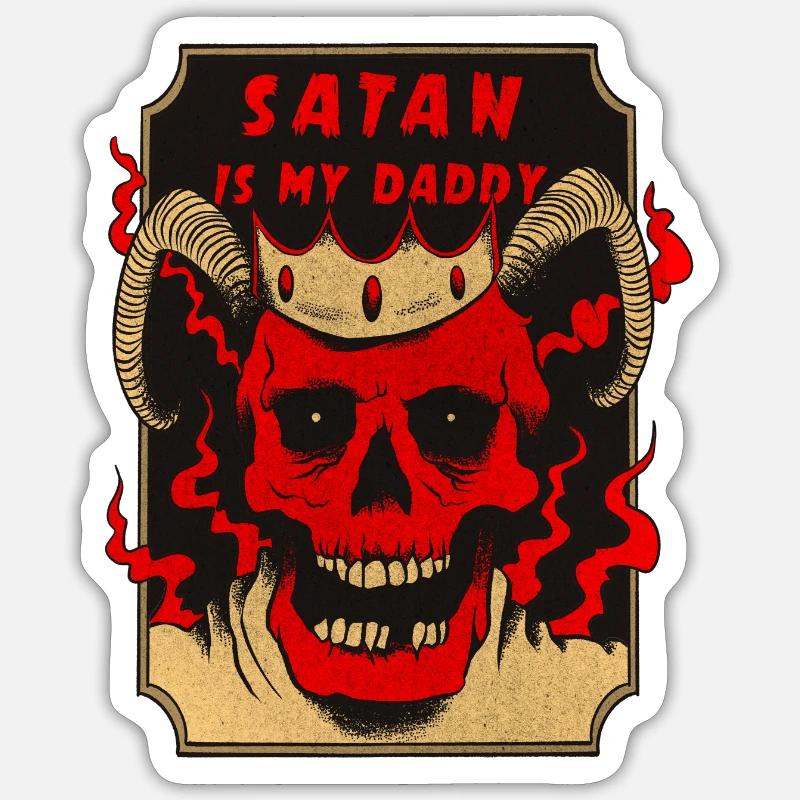 Satan est mon père - Sticker taille S (10 x 10 cm) - blanc mat