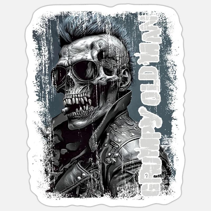 Grumpy old man - Sticker Größe S (10 x 10 cm) - Mattweiß