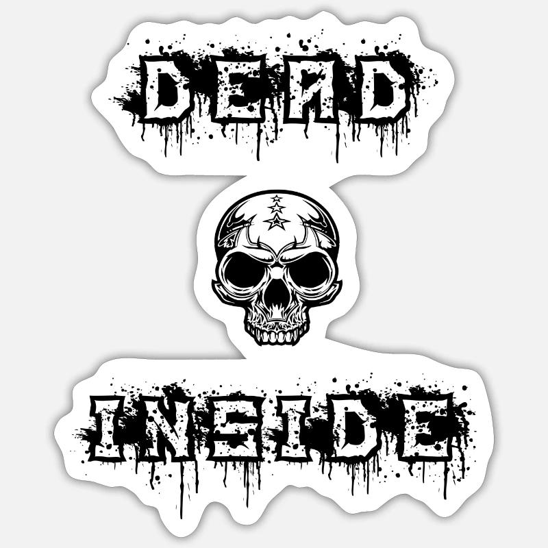 dead inside in black - Sticker Größe S (10 x 10 cm) - Mattweiß