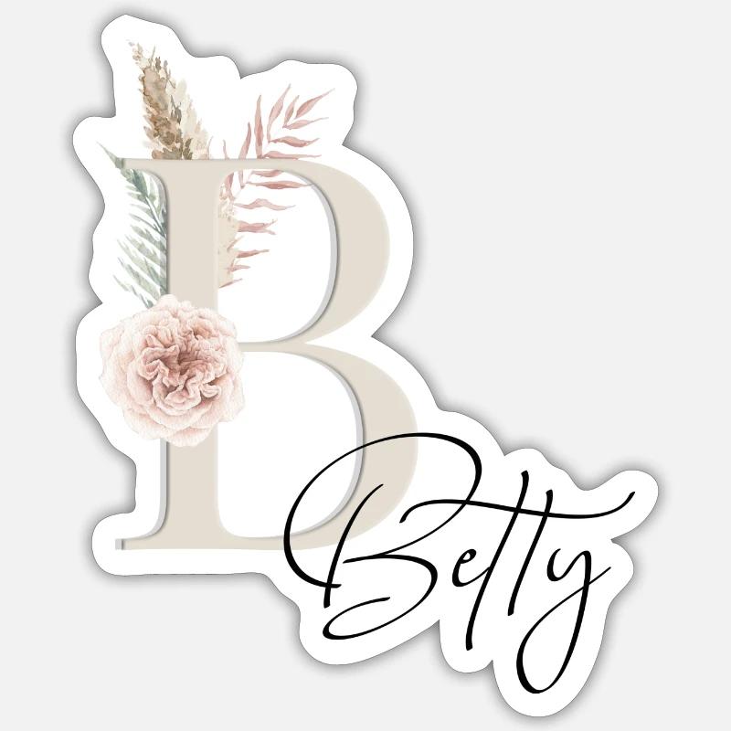 Betty! Nom Boho - Sticker taille S (10 x 10 cm) - blanc mat