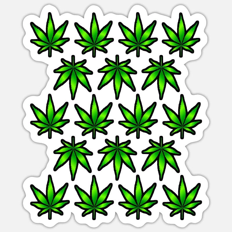 Cannabis - Sticker taille S (10 x 10 cm) - blanc mat