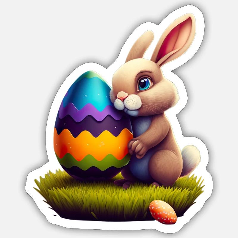 Easter Rabbit - Sticker Größe S (10 x 10 cm) - Mattweiß