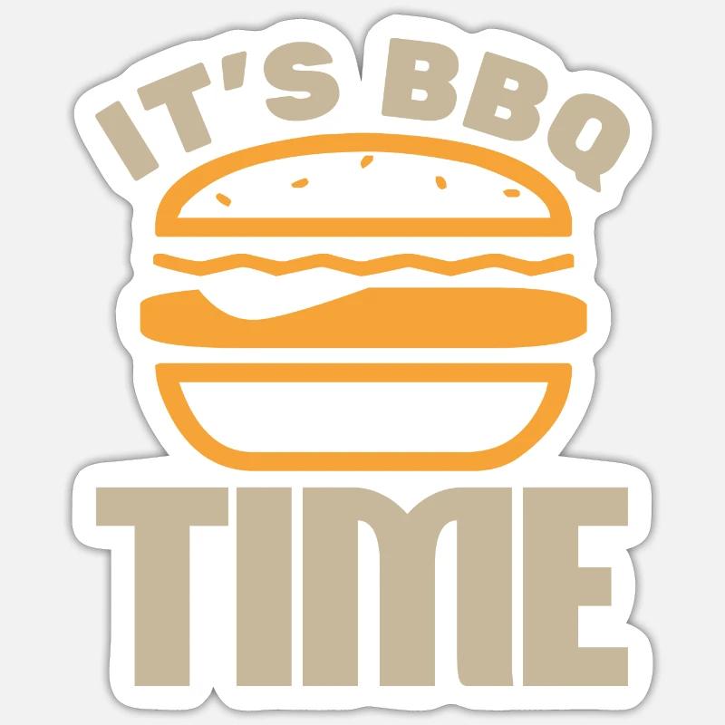 C’EST L’HEURE DU BARBECUE - Sticker taille S (10 x 10 cm) - blanc mat