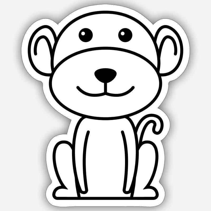 Monkey Comic Animal Sticker size S (10 x 10 cm)