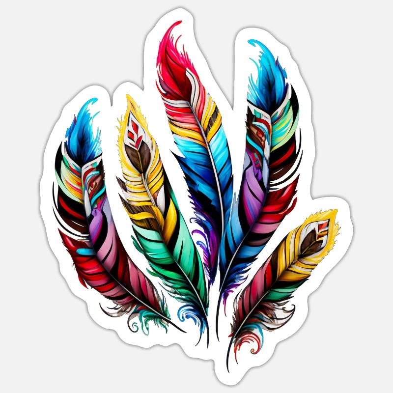 Colorful Feathers Boho Ethno Style Pattern Tribal Retro Sticker size S (10 x 10 cm)