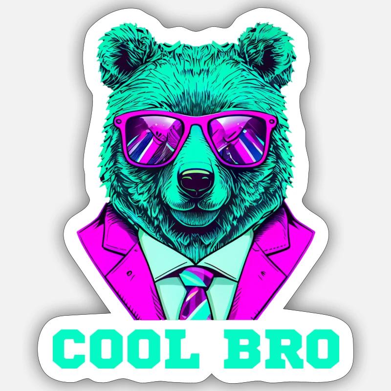 Cool Bro Bear - Sticker size S (10 x 10 cm) - white matte