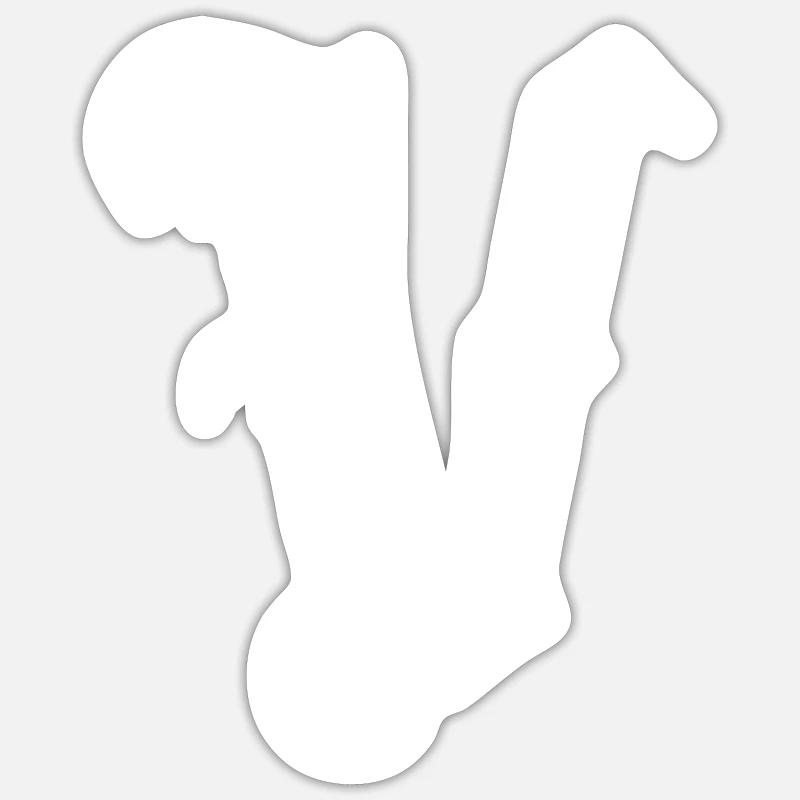 Tshirt alphabet initial V - Sticker size S (10 x 10 cm) - white matte