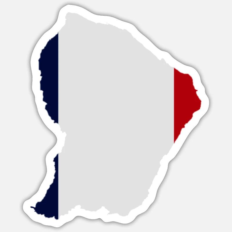 Carte de la Guyane - Sticker taille S (10 x 10 cm) - blanc mat