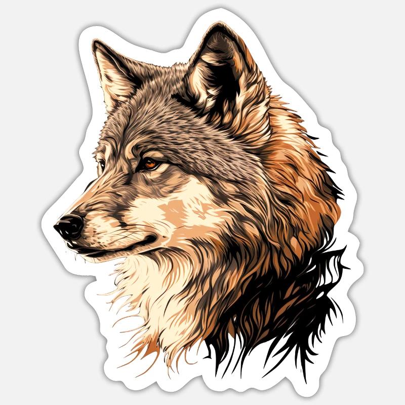 Wolf - Sticker Größe S (10 x 10 cm) - Mattweiß
