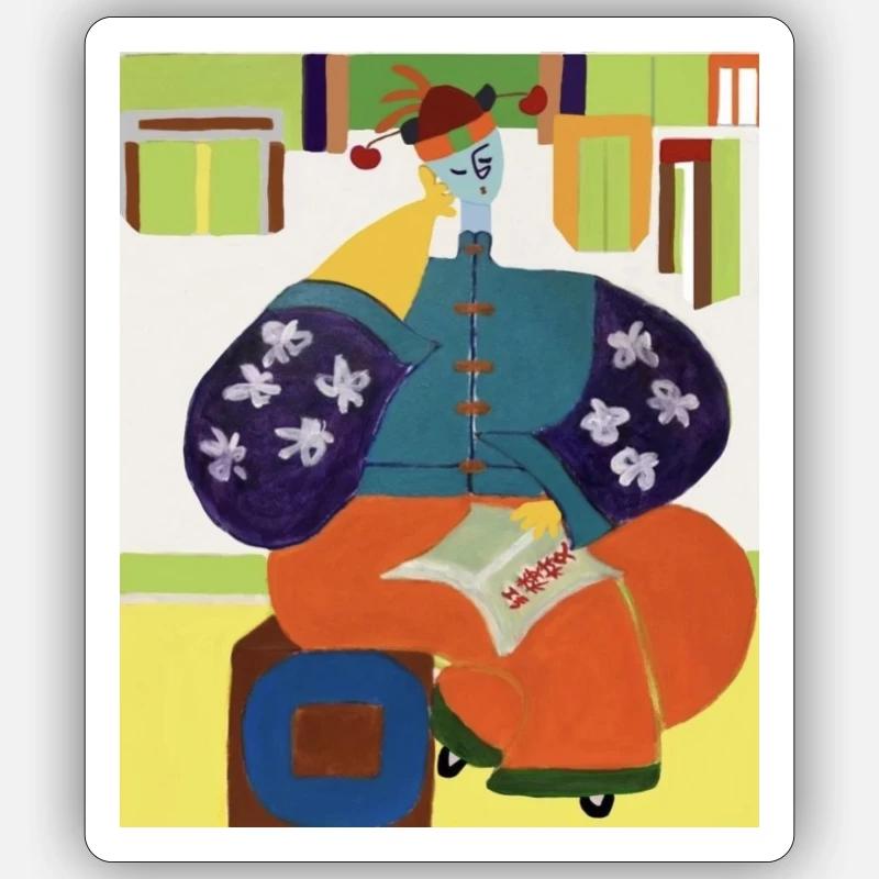 Rêve dans le pavillon rouge - Sticker taille S (10 x 10 cm) - blanc mat