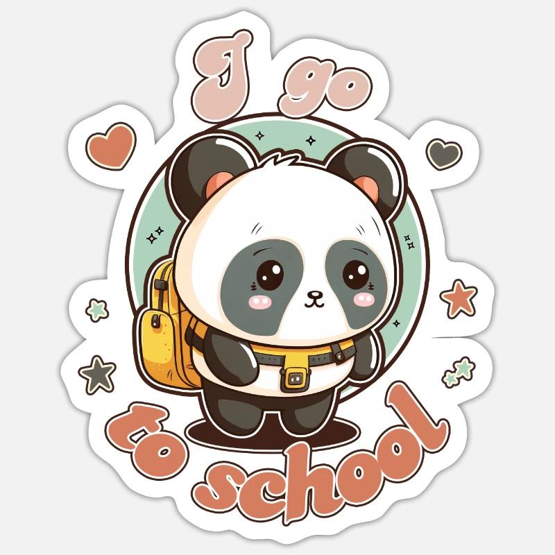 Petit Panda va à l'école - Sticker taille S (10 x 10 cm) - blanc mat