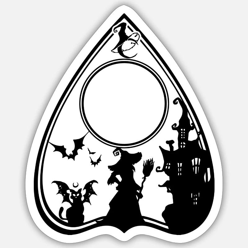 Ouija Planchette sorcière - Sticker taille S (10 x 10 cm) - blanc mat